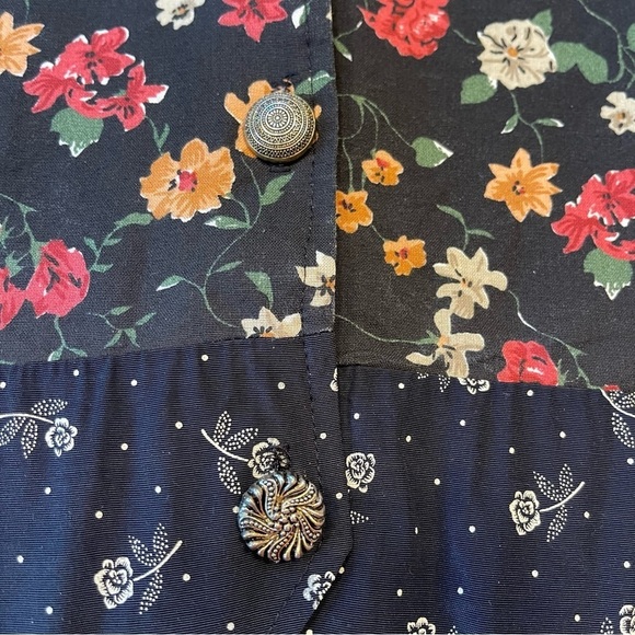 Sitting PRETTY OF CALIFORNIA - Vintage 80s floral boho suit vest Sz L RARE - Picture 10 of 10